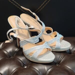 Glamorous Silver Strappy Heels